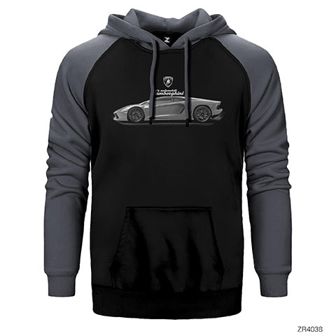 Lamborghini Gray Çift Renk Reglan Kol Sweatshirt / Hoodie