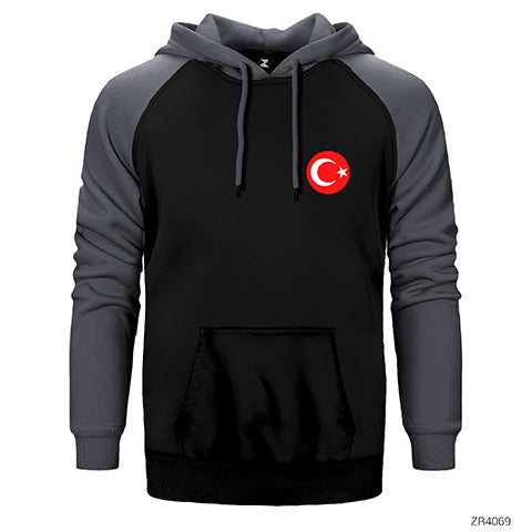 Ay Yıldız Çift Renk Reglan Kol Sweatshirt / Hoodie