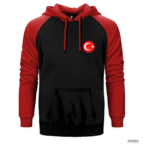 Ay Yıldız Çift Renk Reglan Kol Sweatshirt / Hoodie