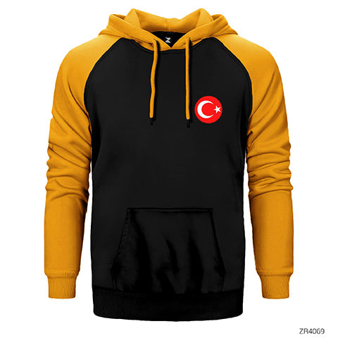 Ay Yıldız Çift Renk Reglan Kol Sweatshirt / Hoodie