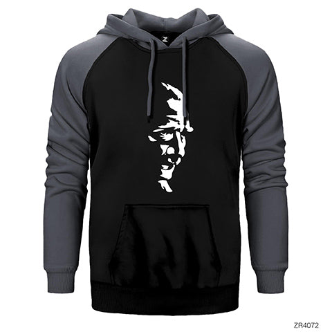 Mustafa Kemal Atatürk Silüet Çift Renk Reglan Kol Sweatshirt / Hoodie