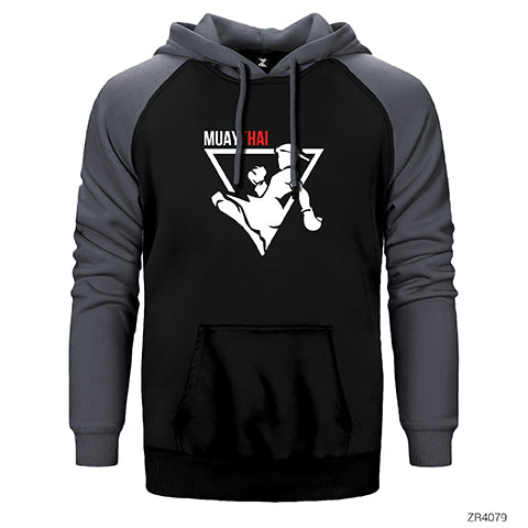 Muaythai Çift Renk Reglan Kol Sweatshirt / Hoodie