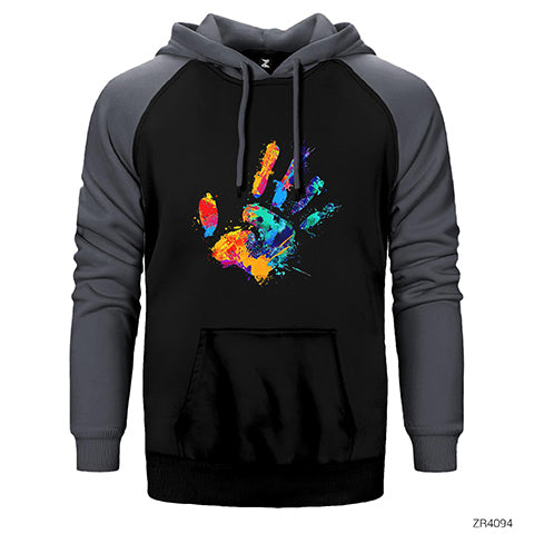 Hand Splash Paint Çift Renk Reglan Kol Sweatshirt / Hoodie
