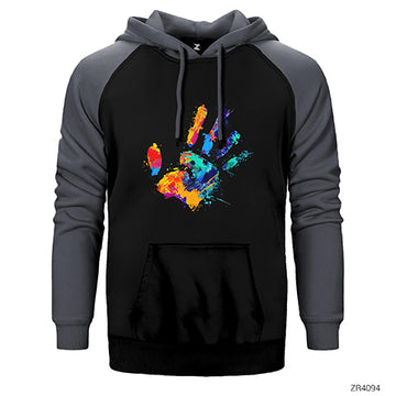Hand Splash Paint Çift Renk Reglan Kol Sweatshirt / Hoodie
