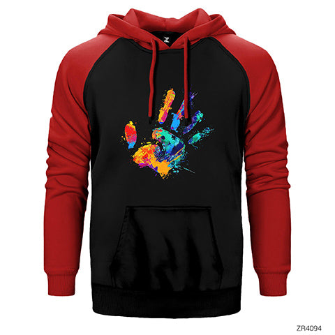 Hand Splash Paint Çift Renk Reglan Kol Sweatshirt / Hoodie