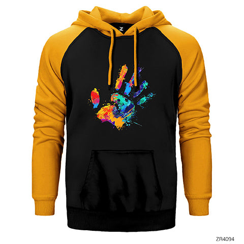 Hand Splash Paint Çift Renk Reglan Kol Sweatshirt / Hoodie
