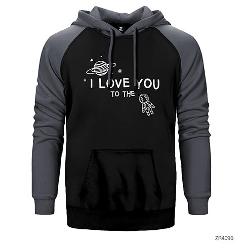 I Love You Astranot Çift Renk Reglan Kol Sweatshirt / Hoodie