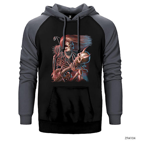 Skull Rock Çift Renk Reglan Kol Sweatshirt / Hoodie