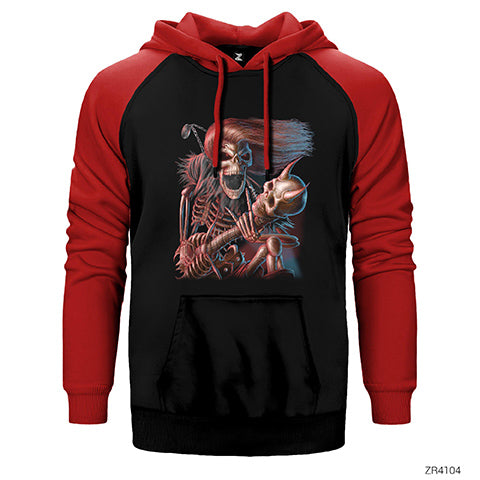 Skull Rock Çift Renk Reglan Kol Sweatshirt / Hoodie