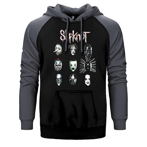 Slipknot Group Face Çift Renk Reglan Kol Sweatshirt / Hoodie
