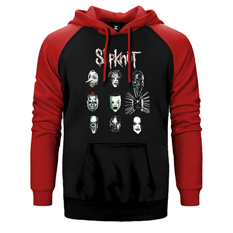 Slipknot Group Face Çift Renk Reglan Kol Sweatshirt / Hoodie
