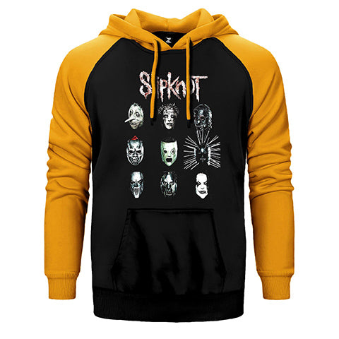 Slipknot Group Face Çift Renk Reglan Kol Sweatshirt / Hoodie