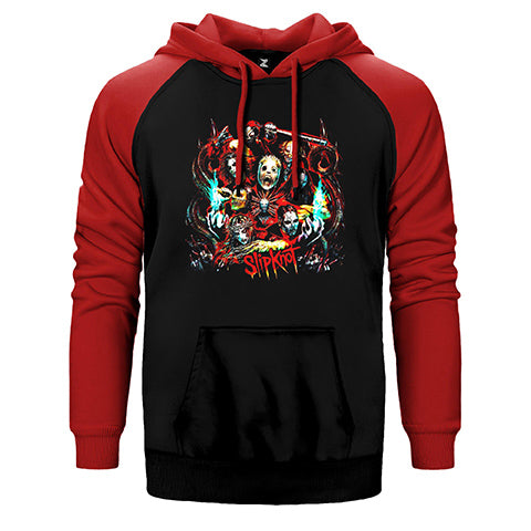 Slipknot Group Red Çift Renk Reglan Kol Sweatshirt / Hoodie