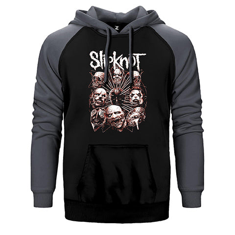 Slipknot Head Çift Renk Reglan Kol Sweatshirt / Hoodie
