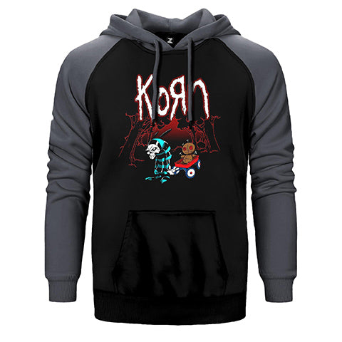 Korn Red Skull Çift Renk Reglan Kol Sweatshirt / Hoodie