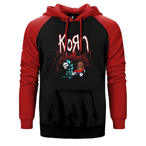 Korn Red Skull Çift Renk Reglan Kol Sweatshirt / Hoodie