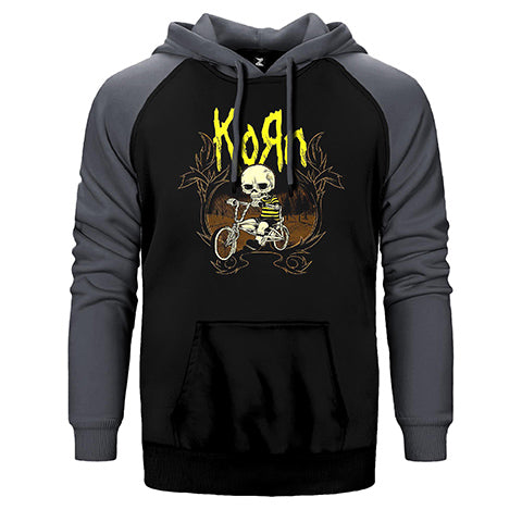 Korn Skull Çift Renk Reglan Kol Sweatshirt / Hoodie
