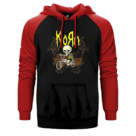 Korn Skull Çift Renk Reglan Kol Sweatshirt / Hoodie