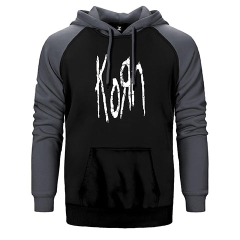 Korn Logo Çift Renk Reglan Kol Sweatshirt / Hoodie