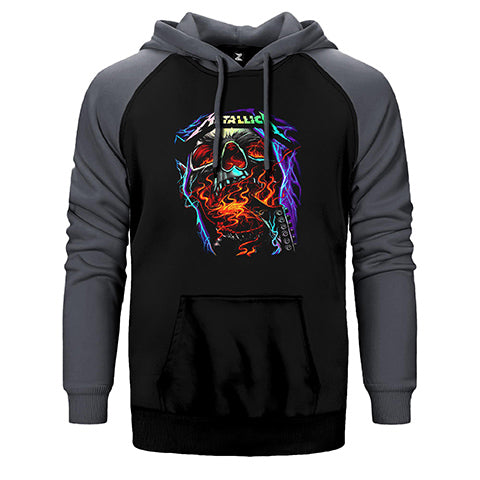 Metallica Skull Guitar Çift Renk Reglan Kol Sweatshirt / Hoodie