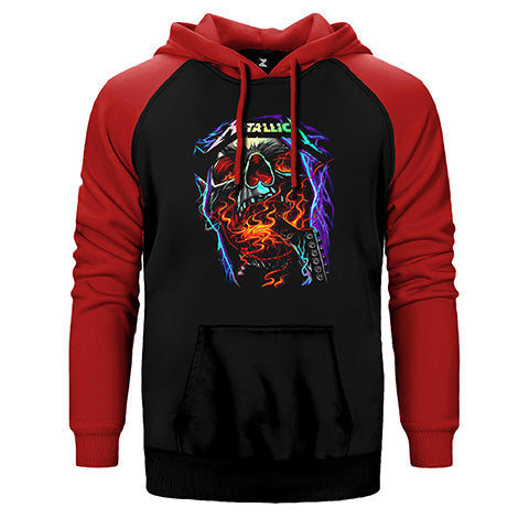 Metallica Skull Guitar Çift Renk Reglan Kol Sweatshirt / Hoodie