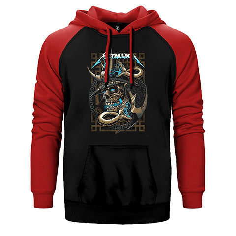 Metallica Kurukafa Yılan Çift Renk Reglan Kol Sweatshirt / Hoodie