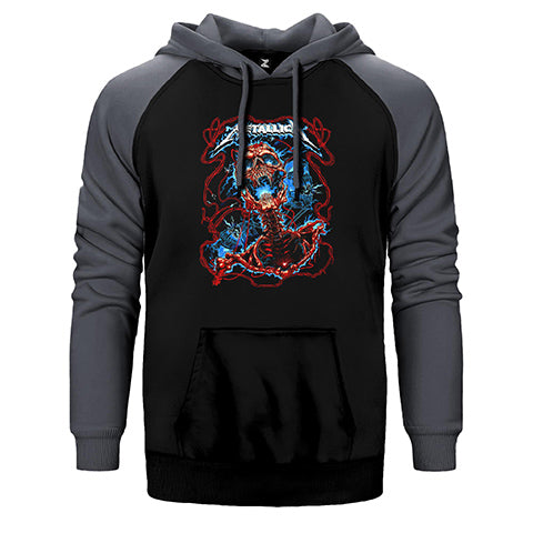 Metallica Lightning Skull Çift Renk Reglan Kol Sweatshirt / Hoodie