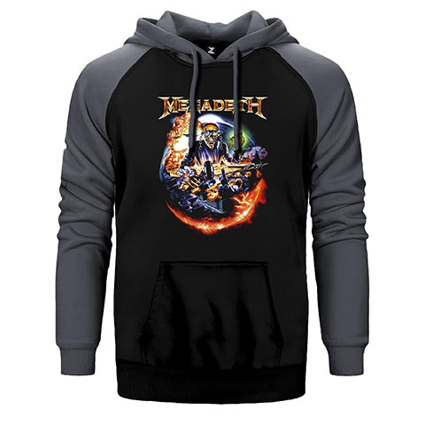Megadeth Judge Skull Çift Renk Reglan Kol Sweatshirt / Hoodie