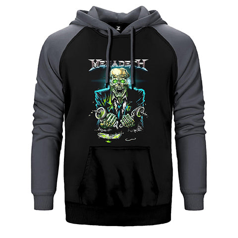 Megadeth Skull Riot Çift Renk Reglan Kol Sweatshirt / Hoodie