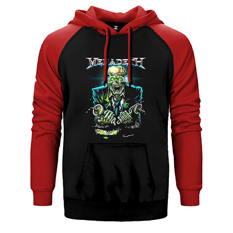 Megadeth Skull Riot Çift Renk Reglan Kol Sweatshirt / Hoodie