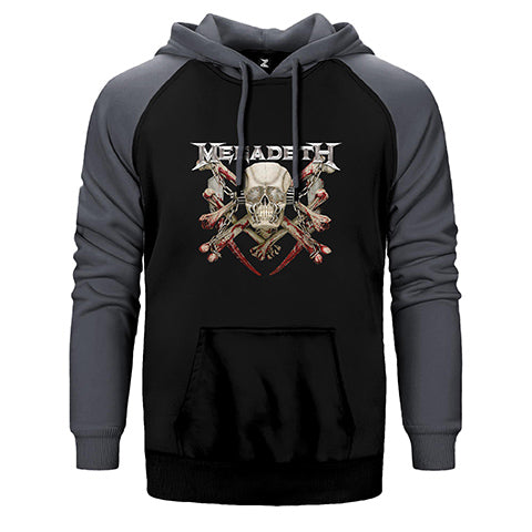 Megadeth Skull Çift Renk Reglan Kol Sweatshirt / Hoodie