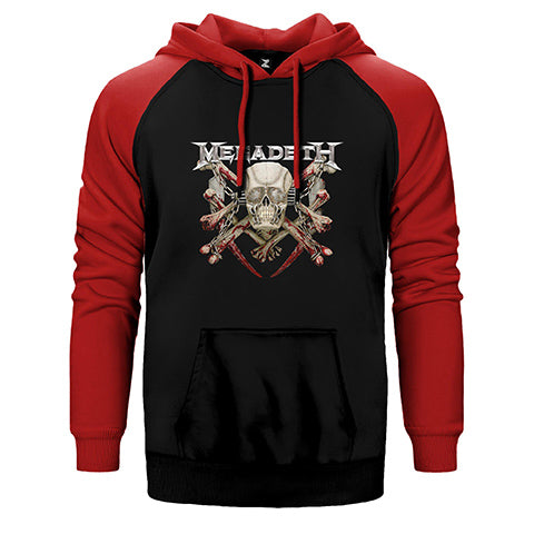 Megadeth Skull Çift Renk Reglan Kol Sweatshirt / Hoodie