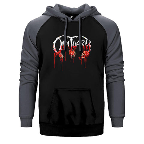 Obituary Bloody Skull Çift Renk Reglan Kol Sweatshirt / Hoodie