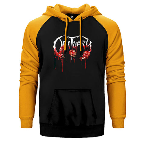 Obituary Bloody Skull Çift Renk Reglan Kol Sweatshirt / Hoodie