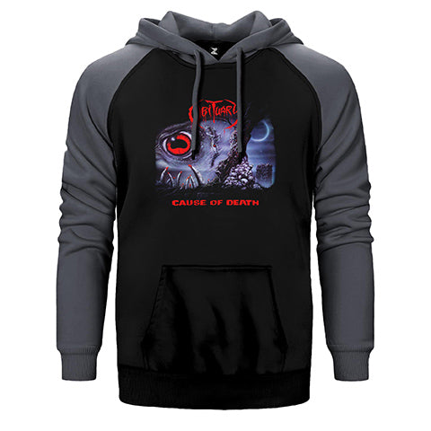 Obituary Cause of Death Çift Renk Reglan Kol Sweatshirt / Hoodie