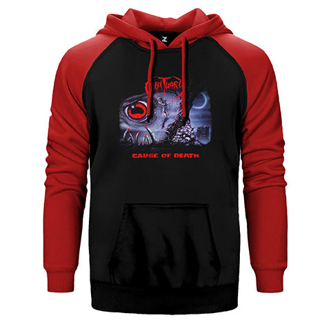 Obituary Cause of Death Çift Renk Reglan Kol Sweatshirt / Hoodie