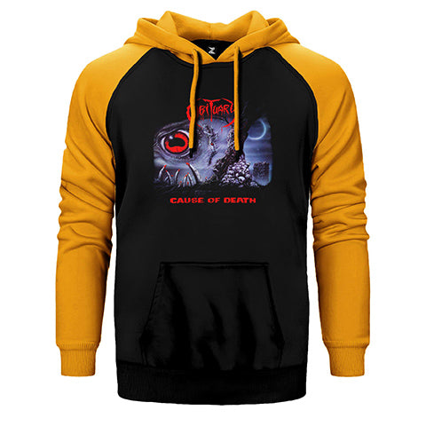 Obituary Cause of Death Çift Renk Reglan Kol Sweatshirt / Hoodie