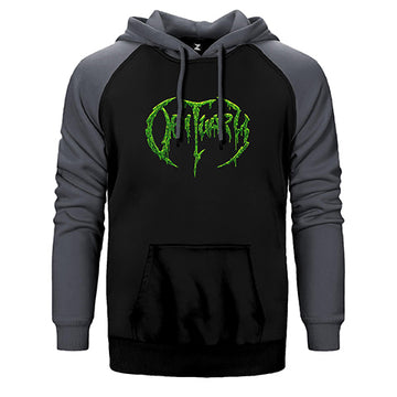 Obituary Logo Green Çift Renk Reglan Kol Sweatshirt / Hoodie