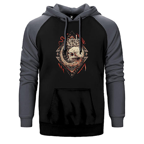 Lamb Of God Band Lightweight Skull Çift Renk Reglan Kol Sweatshirt / Hoodie
