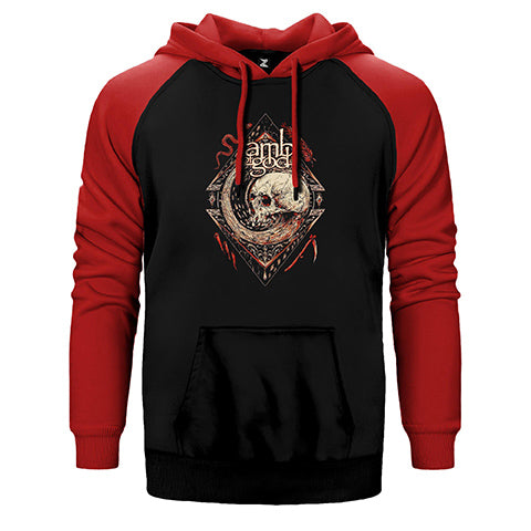 Lamb Of God Band Lightweight Skull Çift Renk Reglan Kol Sweatshirt / Hoodie