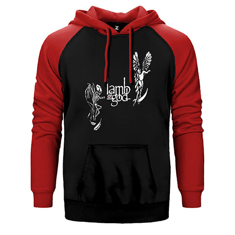 Lamb Of God Devil and Angel Çift Renk Reglan Kol Sweatshirt / Hoodie