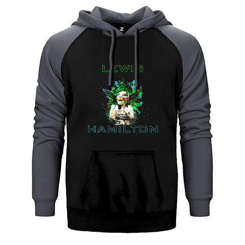F1 Lewis Hamilton Green Çift Renk Reglan Kol Sweatshirt / Hoodie