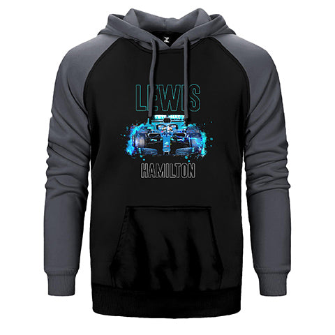 F1 Lewis Hamilton Car Çift Renk Reglan Kol Sweatshirt / Hoodie