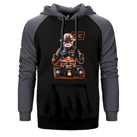 F1 Redbull Max Verstappen Çift Renk Reglan Kol Sweatshirt / Hoodie