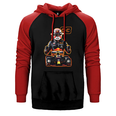 F1 Redbull Max Verstappen Çift Renk Reglan Kol Sweatshirt / Hoodie