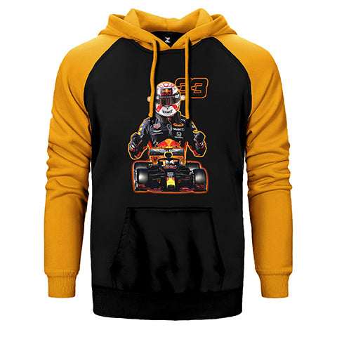 F1 Redbull Max Verstappen Çift Renk Reglan Kol Sweatshirt / Hoodie
