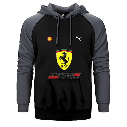 F1 Ferrari Çift Renk Reglan Kol Sweatshirt / Hoodie