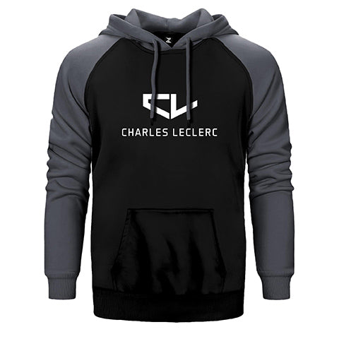 F1 Charles Leclerc Logo Çift Renk Reglan Kol Sweatshirt / Hoodie