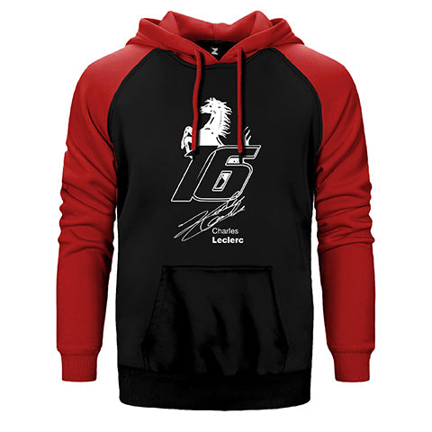 Charles Leclerc Ferrari Çift Renk Reglan Kol Sweatshirt / Hoodie