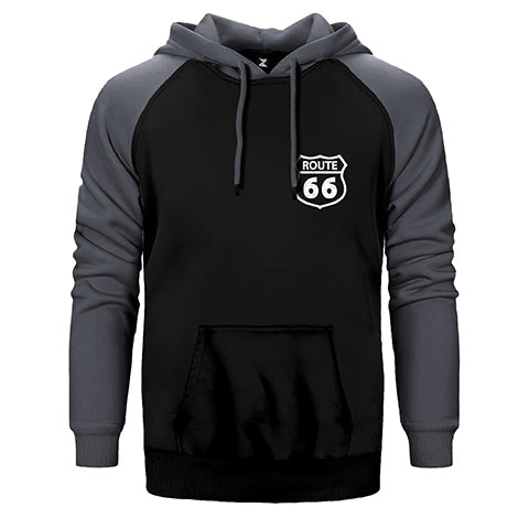 Route66 Logo Çift Renk Reglan Kol Sweatshirt / Hoodie